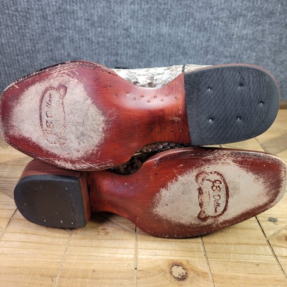 🔥 JB DILLON Reserve Mens 11B Narrow White Python EXOTIC Cowboy Square Toe Boots - Picture 9 of 14